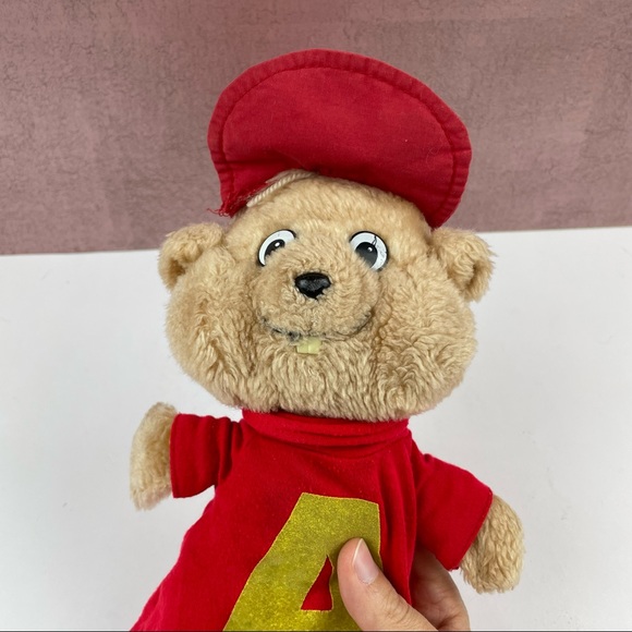 Vintage Alvin Chipmunks CBS Plush Stuffed Animal Bear Red Brown - Picture 2 of 8